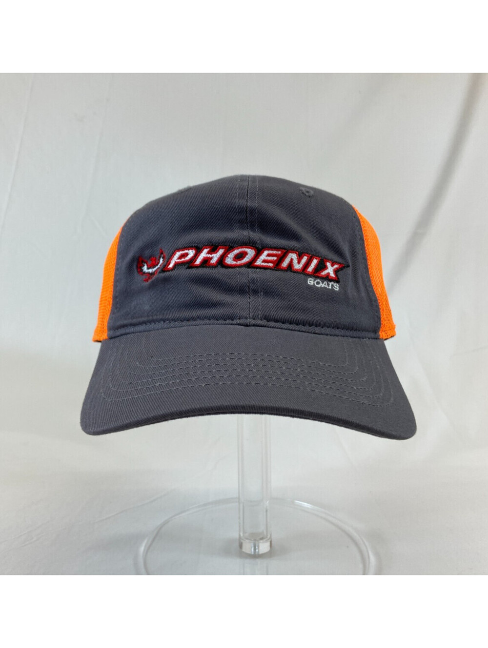 Phoenix Boats Baseball Cap Strapback Hat Mesh Back Gray Neon Orange Casual Wear